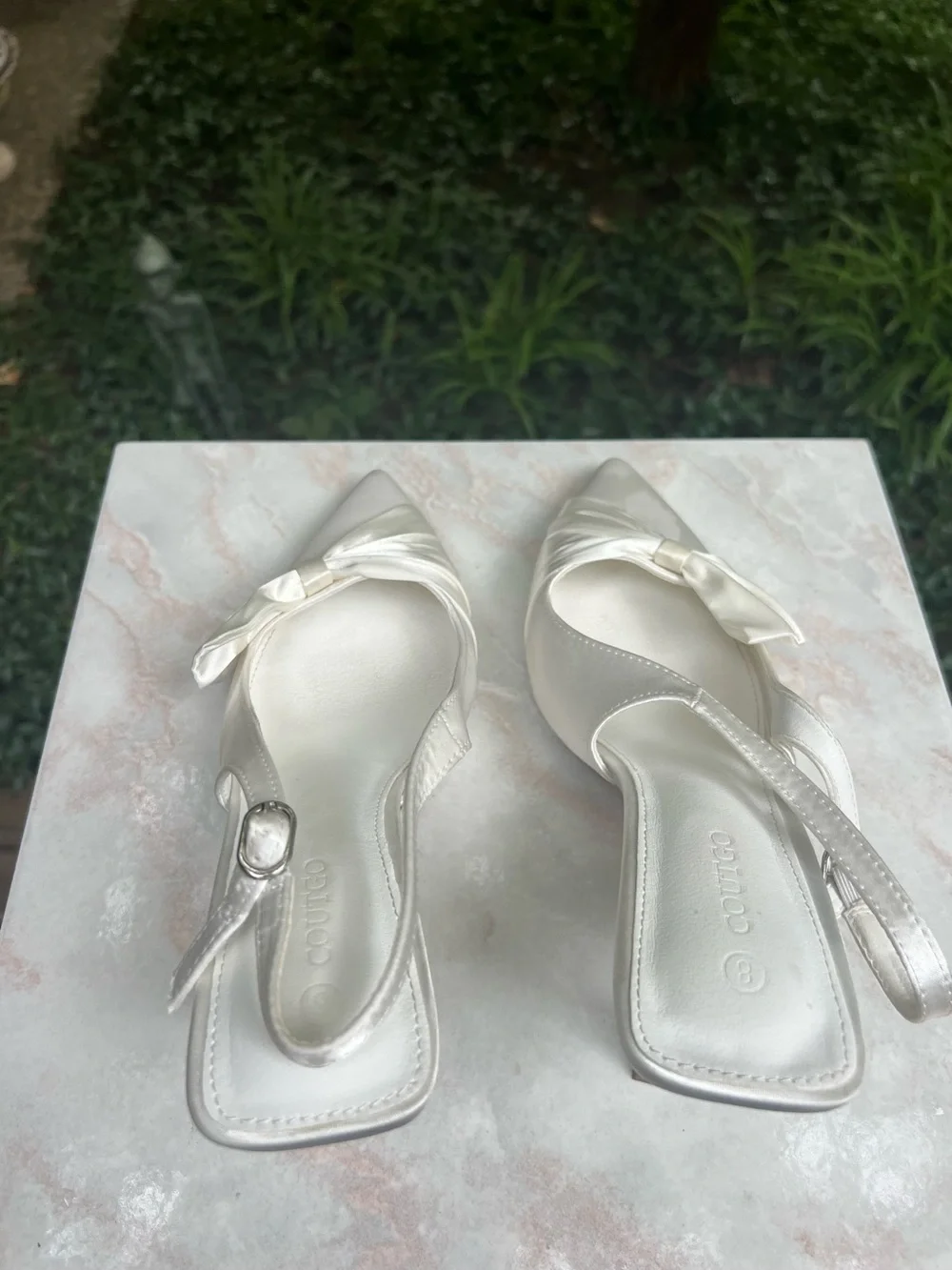 Coutgo Womens Slingback High Heels with Bow Tie Accent.